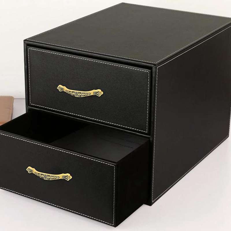 2 Pcs Kitchen Cabinet Handles Golden Zinc Alloy for Home Decoration