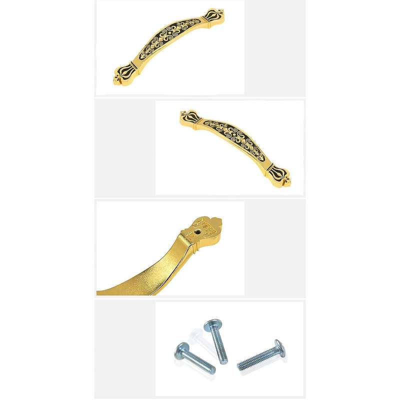 2 Pcs Kitchen Cabinet Handles Golden Zinc Alloy for Home Decoration