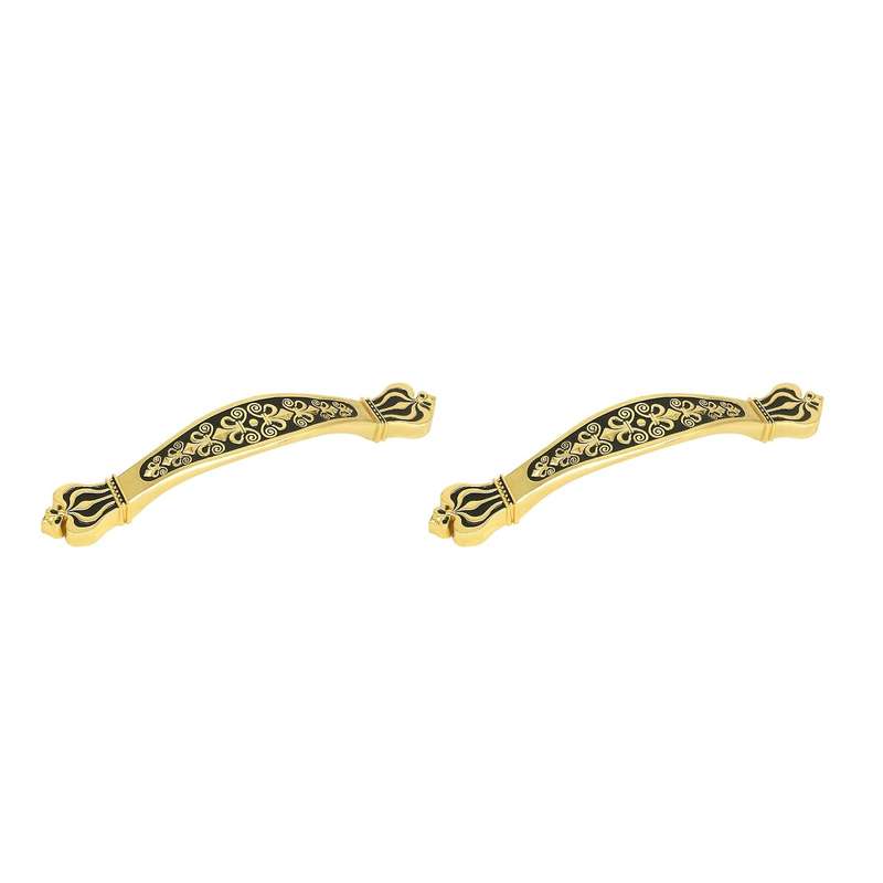 2 Pcs Kitchen Cabinet Handles Golden Zinc Alloy for Home Decoration