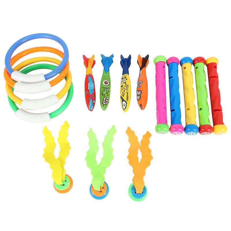 Diving Pool Toy, Diving Rings & Sticks, Torpedoes, Water Grass (16)