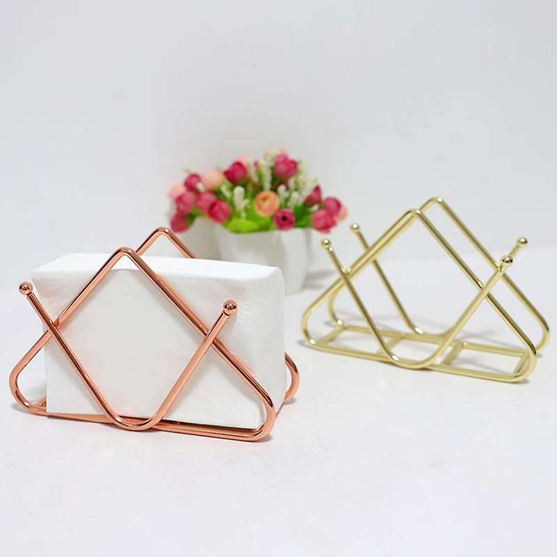2pcs Napkin Holder Tissue Holder Organizer Shop Restaurant (gold)