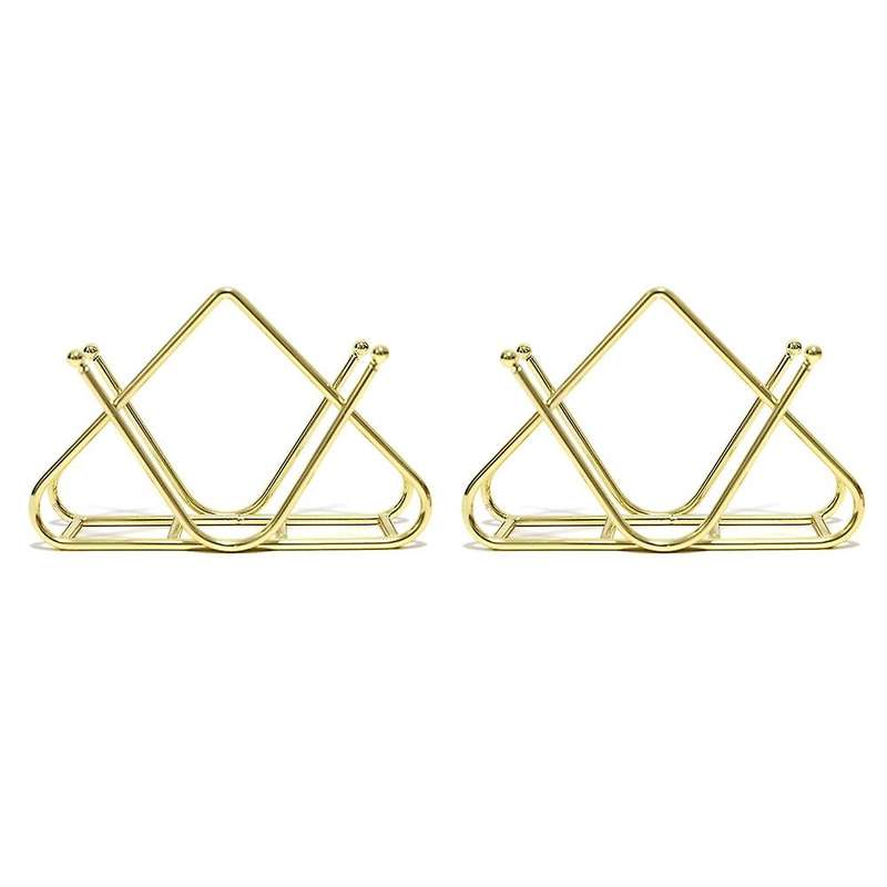 2pcs Napkin Holder Tissue Holder Organizer Shop Restaurant (gold)