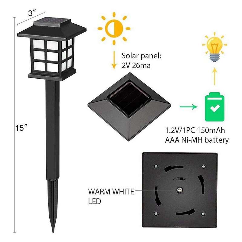 4 Pack Solar Powered Led Light for Yard/landscape/patio/lawn/walkway