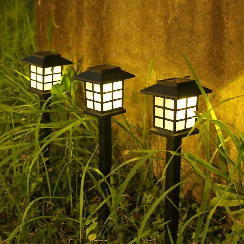 4 Pack Solar Powered Led Light Warm Yellow Light for Yard/landscape