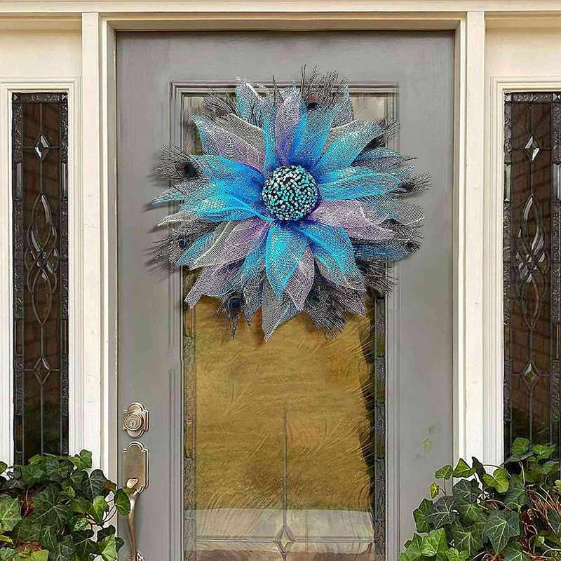 Peacock Decor Noble and Unique Outdoor Wreath for Front Door for Wall