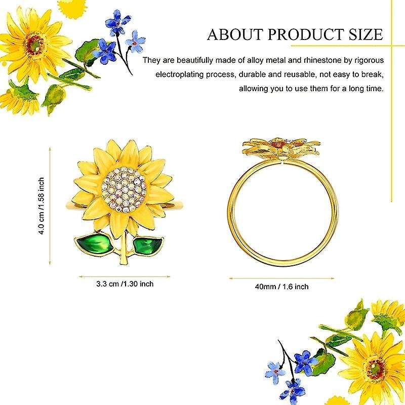 12 Pieces Sunflower Napkin Rings for Wedding, Dinner Party, Birthday
