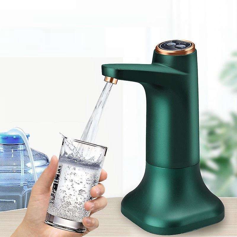 Electric Water Bottle Pump with Base Usb Water Dispenser - Green