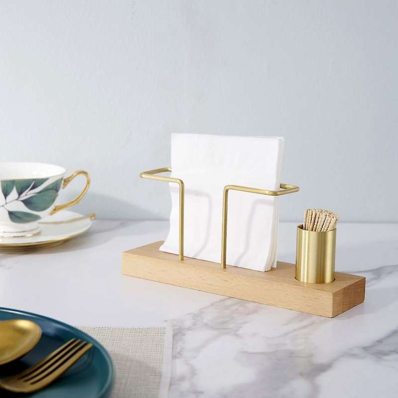Solid Wood Tissue Holder Home for Table Kitchen Office Decoration D