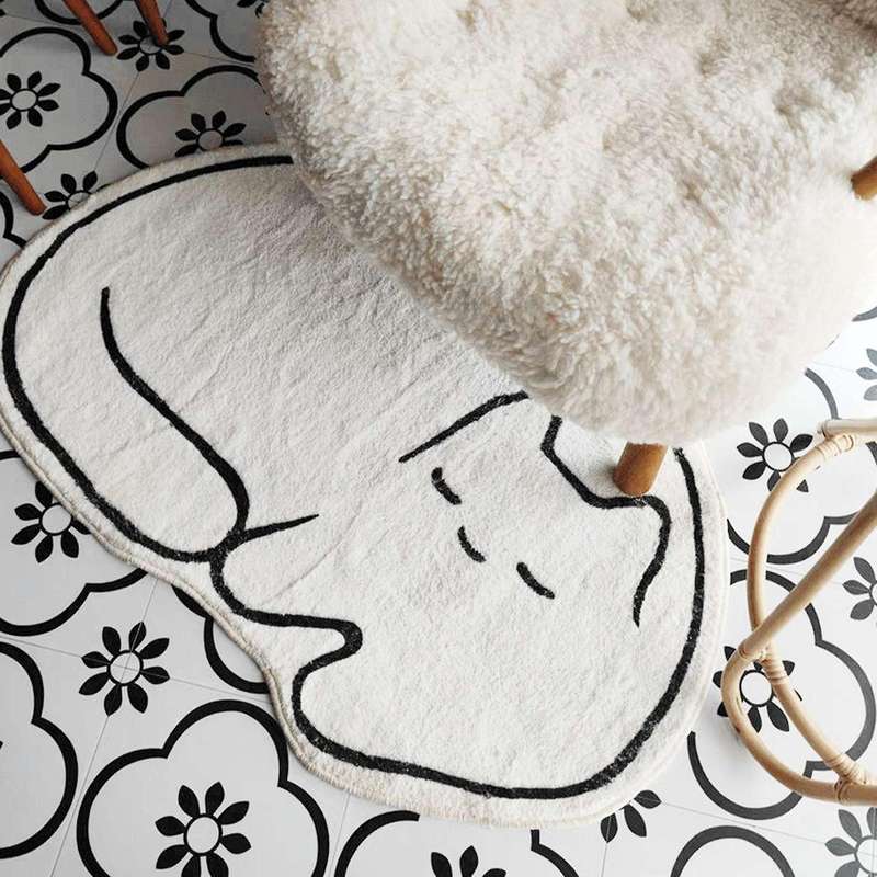 Cute Cat's Carpet In The Bedroom Furry Mat for Nursery Mat Decor A