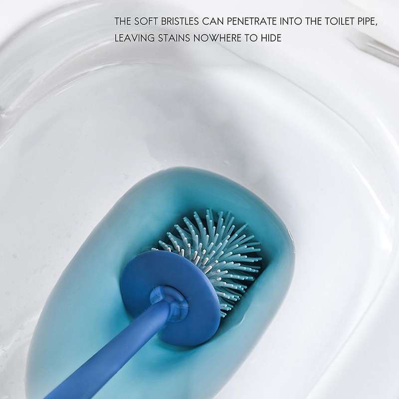 Wall-mounted 3 In 1 Long Handle Toilet Brush Holders Set Blue