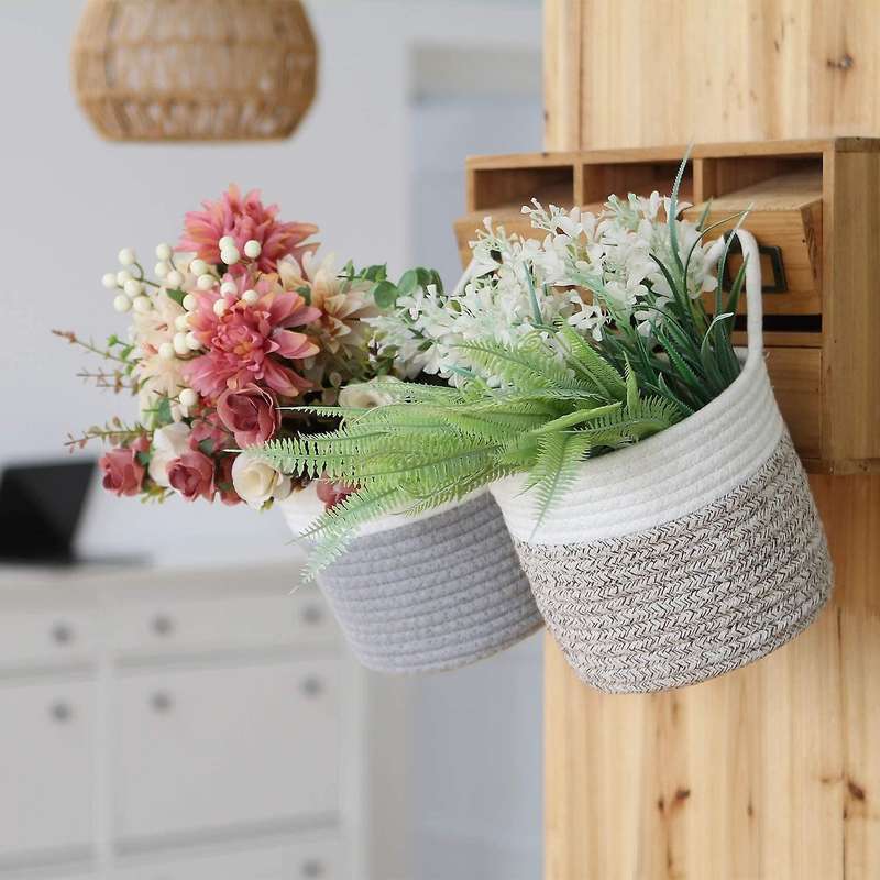 2pcs Hanging Cotton Rope Baskets,woven Storage Basket for Bike B
