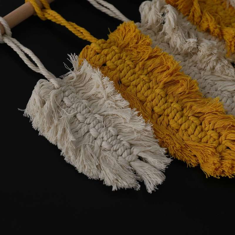 Hand-made Macrame Feather Cotton Woven Leaves Wall Tapestry