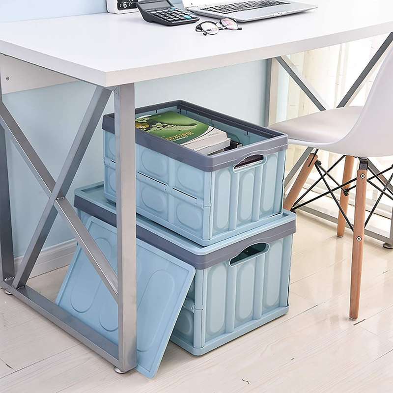 Collapsible Storage Boxes Crates Lidded Storage Plastic Box Blue