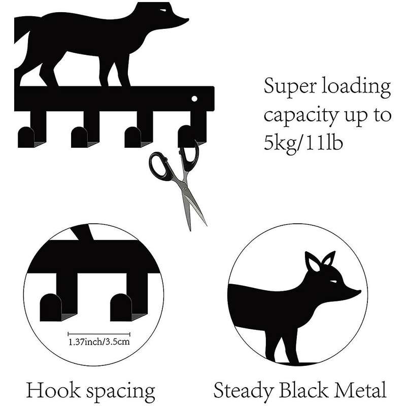 Keychain Fox Animal Hanger with 6 Hooks for Kitchen, Living Room