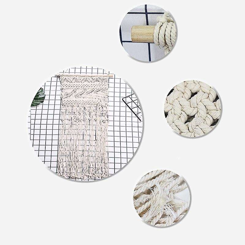 Macrame Wall Hanging Tapestry with Tassel for Boho Backdrop Decor