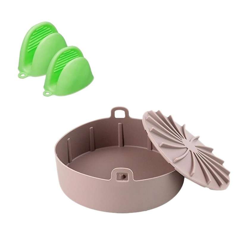 2 Pieces Air Fryer Silicone Pot with Mini Silicone Oven Mitts B