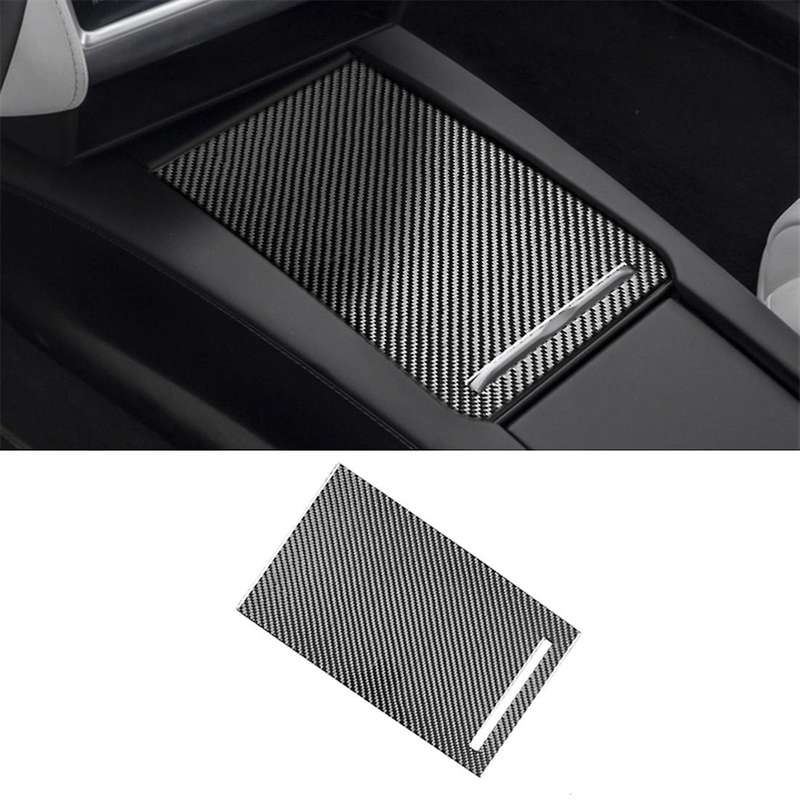 For Tesla Model X 2014-2022 Carbon Fiber Console Storage Box