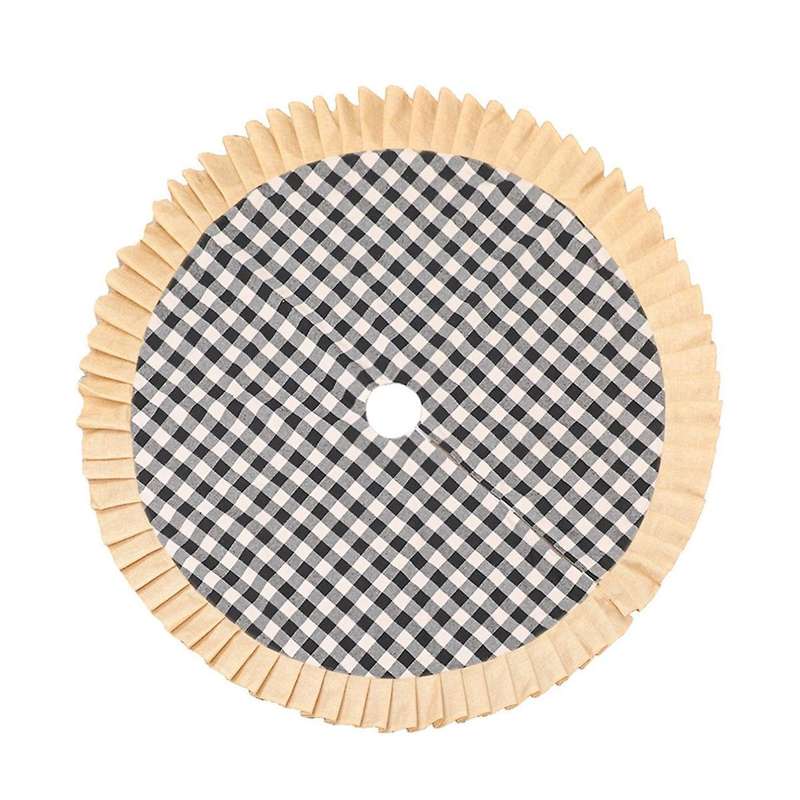 Black and Red Plaid Cloth Tree Skirt Christmas Ornaments 48-inch D
