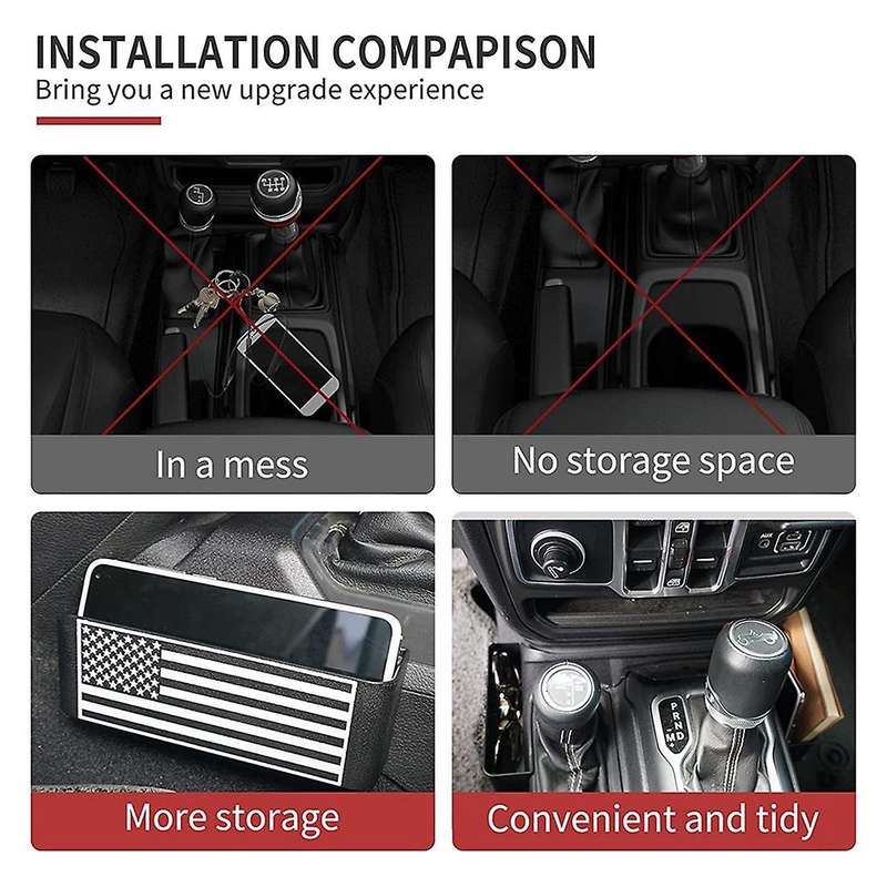 Gear Tray for Jeep Wrangler Jl Gladiator Jt, Black+white Flag