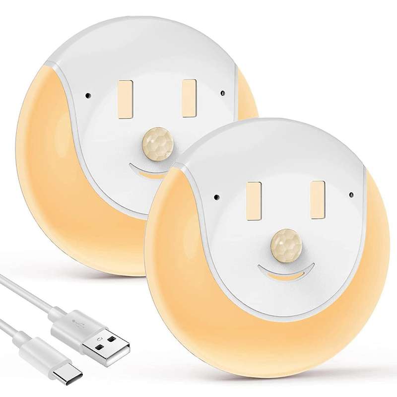 Led Night Light with Motion Sensor, Rechargeable Usb Smile Night Lamp