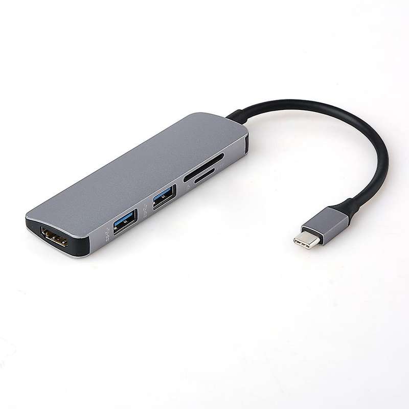 Aluminium 5 In 1 Usbcard Reader for Macbook Type C Hub Adapter