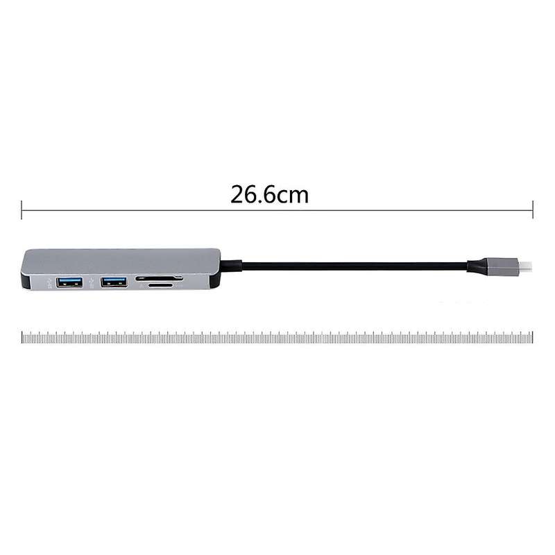 Aluminium 5 In 1 Usbcard Reader for Macbook Type C Hub Adapter