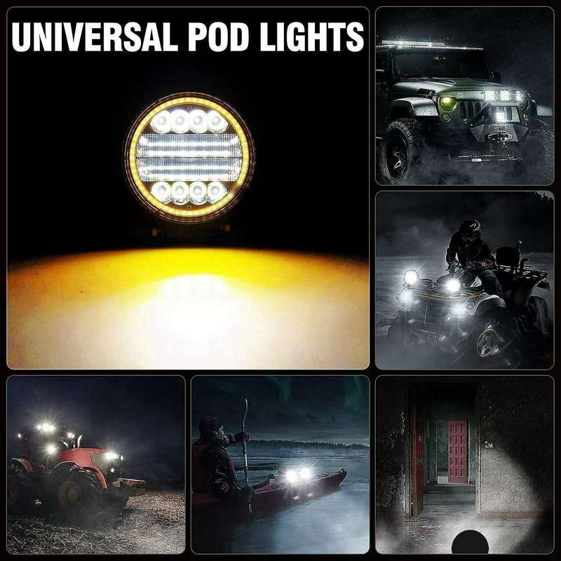 2x 4 Inch 200w Led Work Light Combo Off Road Driving Amber Fog Lamp