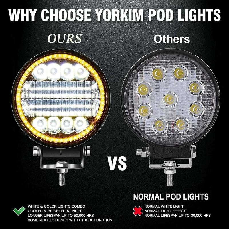 2x 4 Inch 200w Led Work Light Combo Off Road Driving Amber Fog Lamp