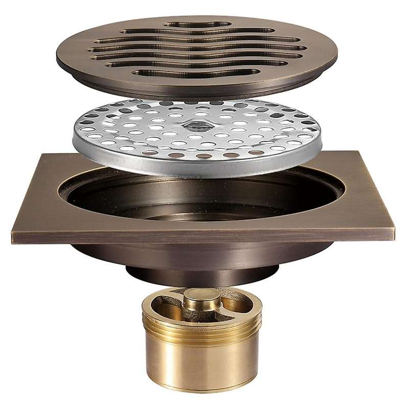 Brass Floor Drain 100x100mm Square Anti-odor Linear Shower Drain , B