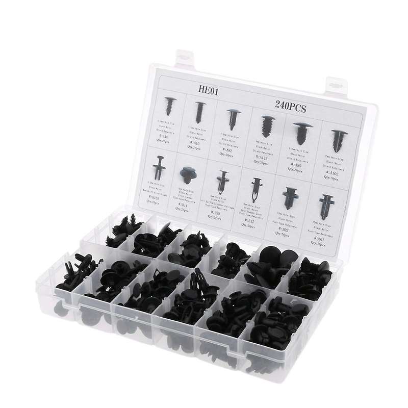 240 Piece Push Retainer Assortment Kit for Ford Honda with Clear Case