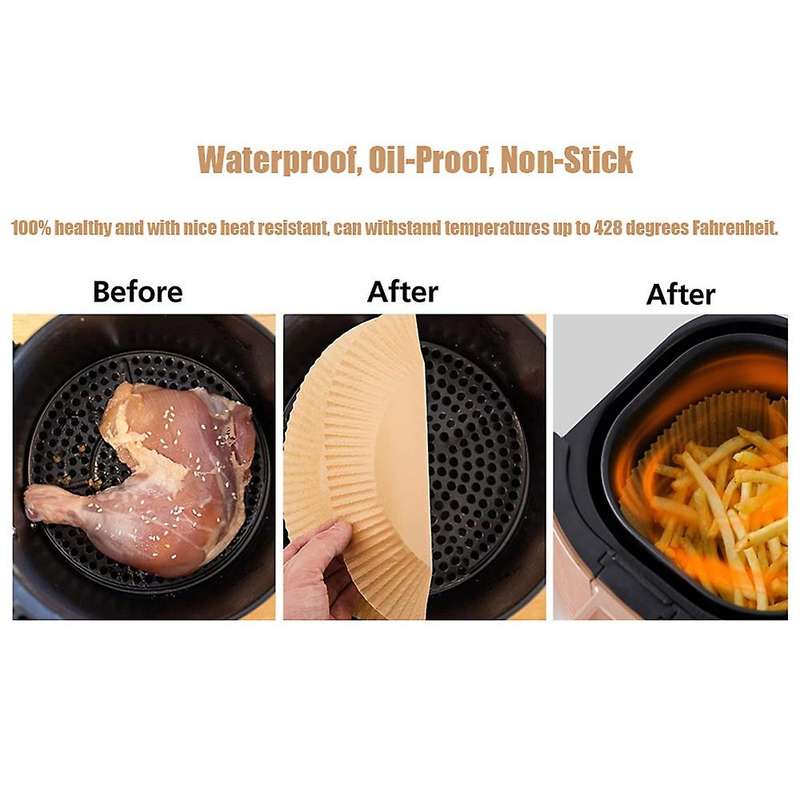200pcs Air Fryer Parchment Paper Liners Non-stick Disposable(brown)