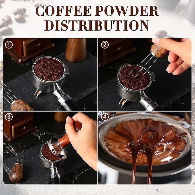 Coffee Stirrer Hand Tampers Barista Distribution Tool Wood Base Stand