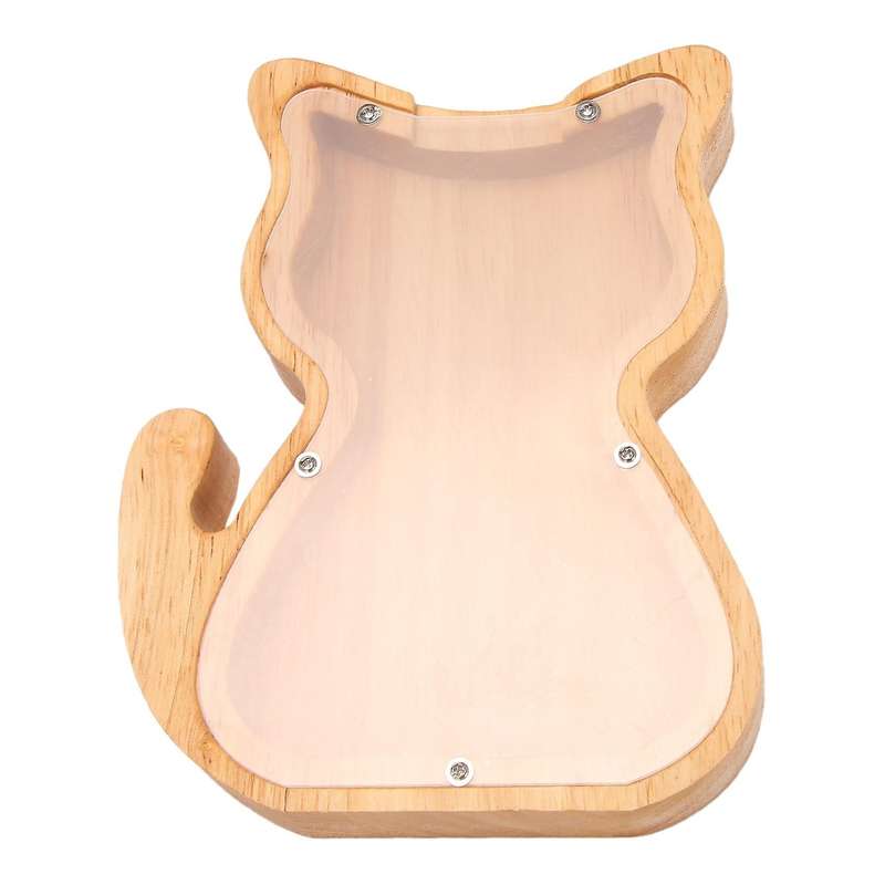 Kitten Piggy Bank Pine Piggy Bank Transparent Decoration 17.8x23cm