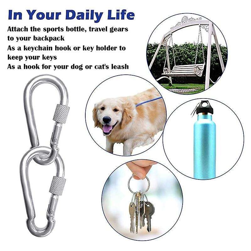6pc M8 304 Stainless Steel Swivel Ring Double Ended Swivel Eye Hook