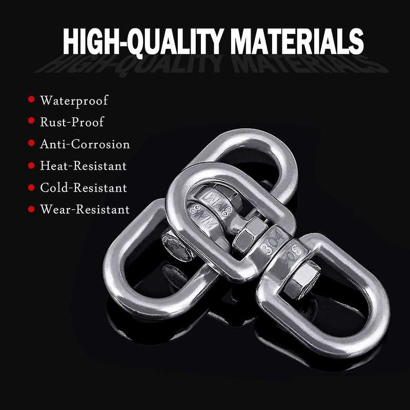6pc M8 304 Stainless Steel Swivel Ring Double Ended Swivel Eye Hook