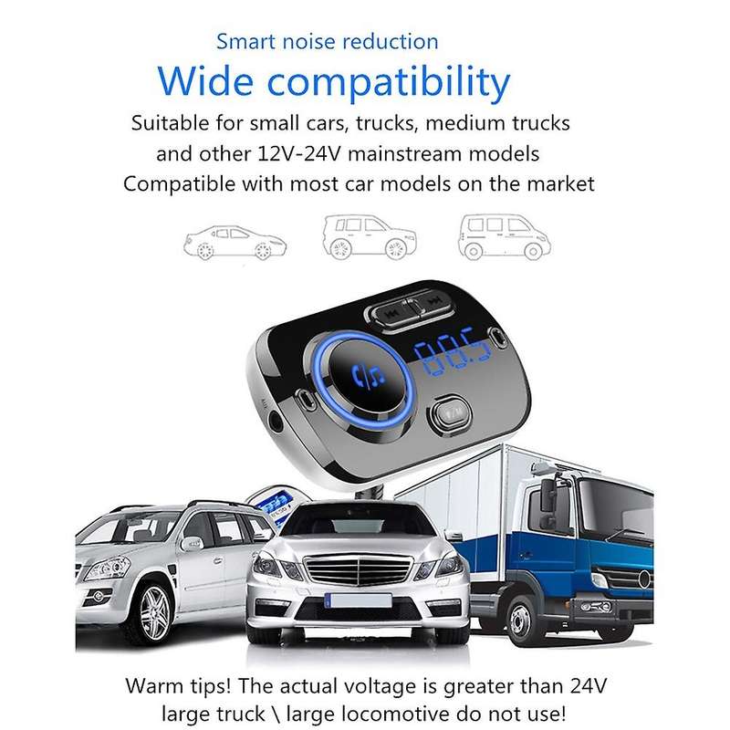 Bc49aq Bluetooth 5.0 Fm Transmitter Aux Car Mp3 Player Qc3.0 Charger
