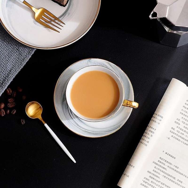 Penh Ceramic Coffee Cup and Saucer Set Afternoon Tea Cup Lovers(gray)