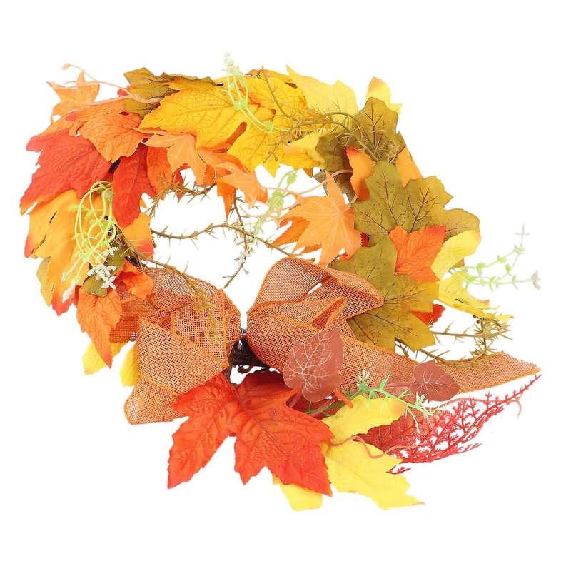 Artificial Plant Color Maple Leaf Rattan Wreath Door Window Ornaments