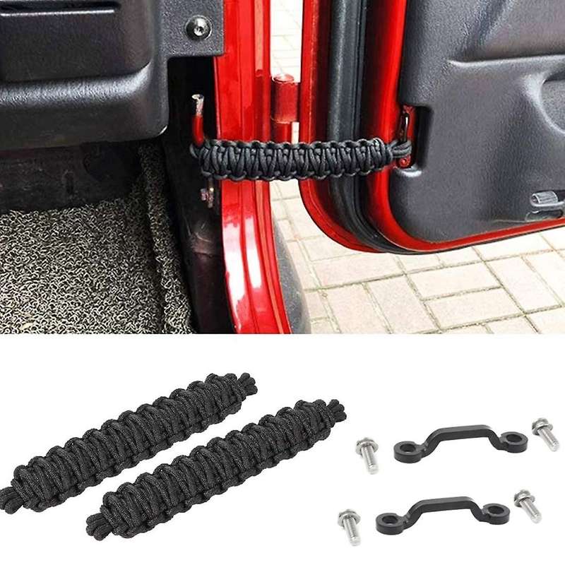 Paracord Door Limiting Straps, Door Limit Footman Loop Bracket, Black