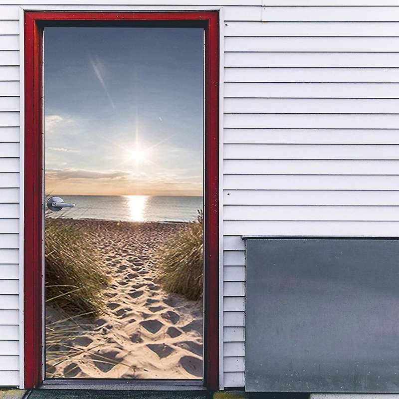 Sunset Sea View Door Sticker 3d Self Adhesive for Bedroom Door Deco