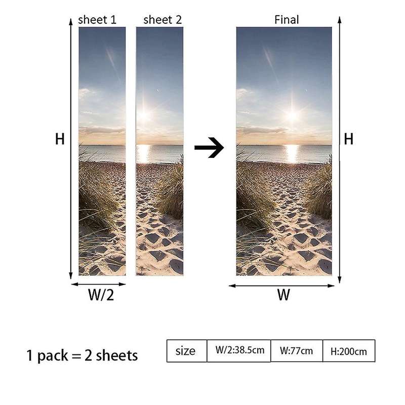 Sunset Sea View Door Sticker 3d Self Adhesive for Bedroom Door Deco