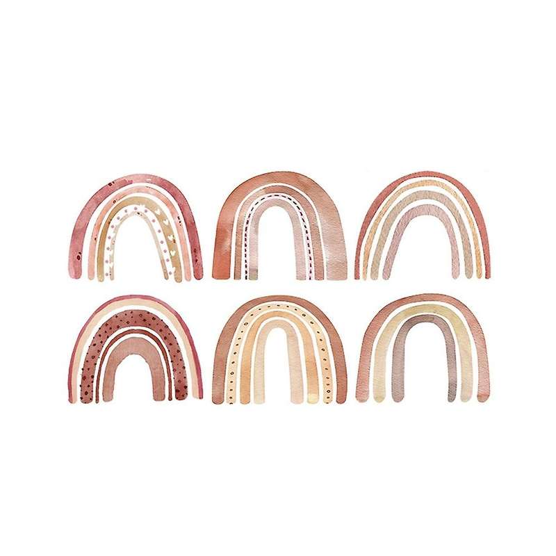 Watercolour Brown Big Rainbow Wall Stickers for Children's Decor,l