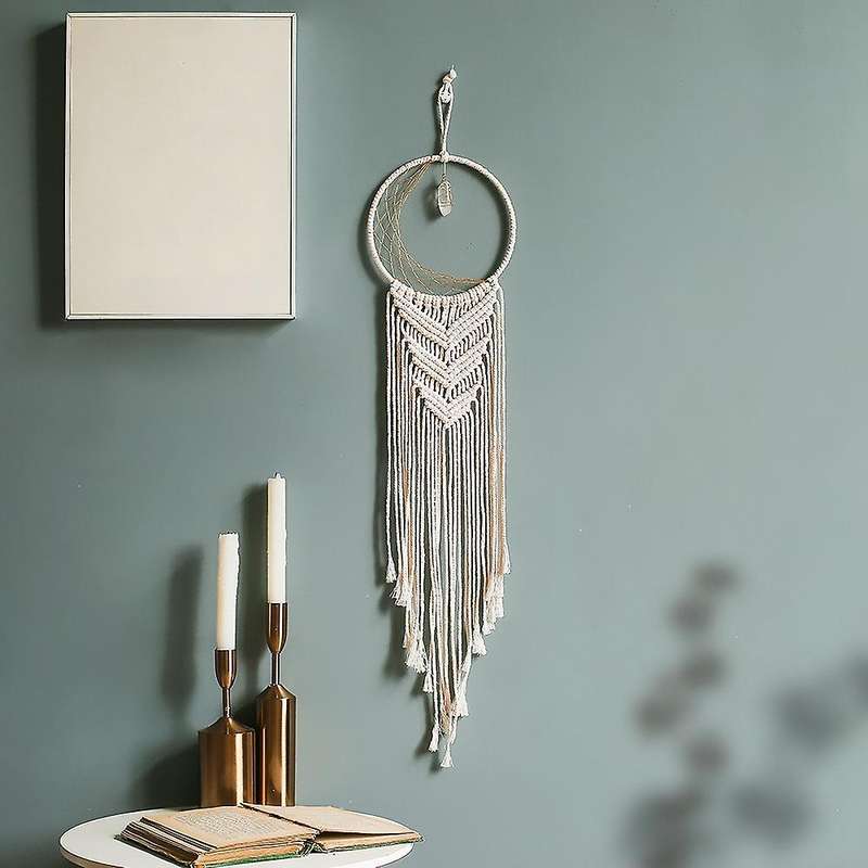 Macrame Wall Hanging Dream Catcher, Handmade Home Art Decorations