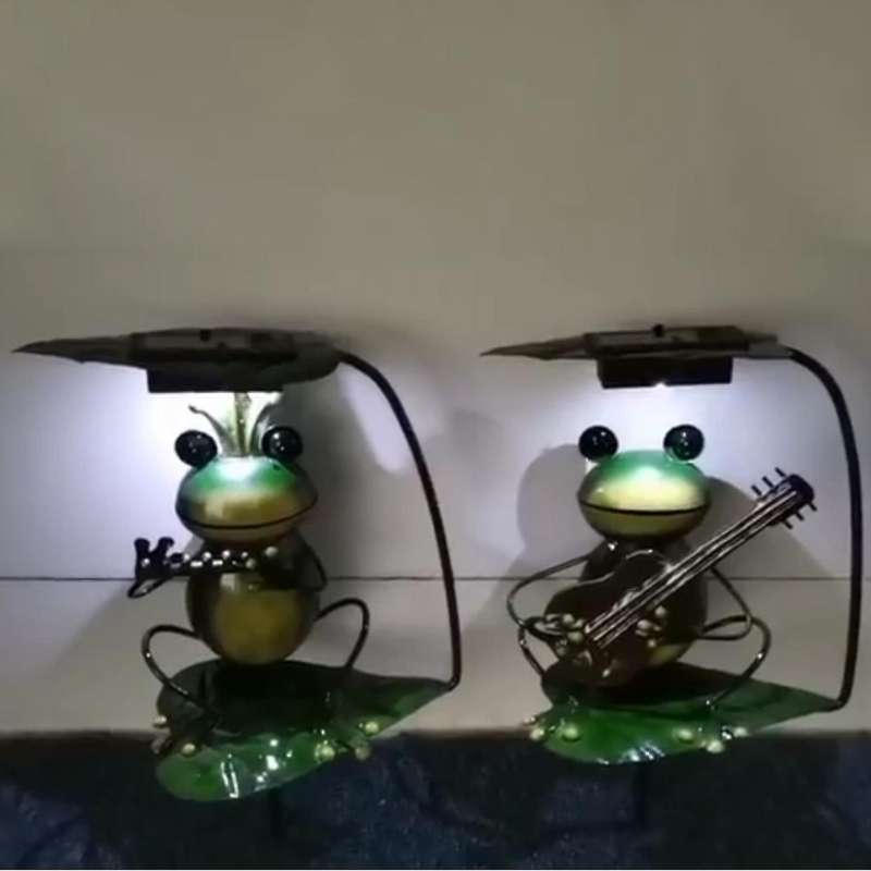 Solar Lights Frog Metal Cute Frog Garden Frog Lights,bagpipe Style