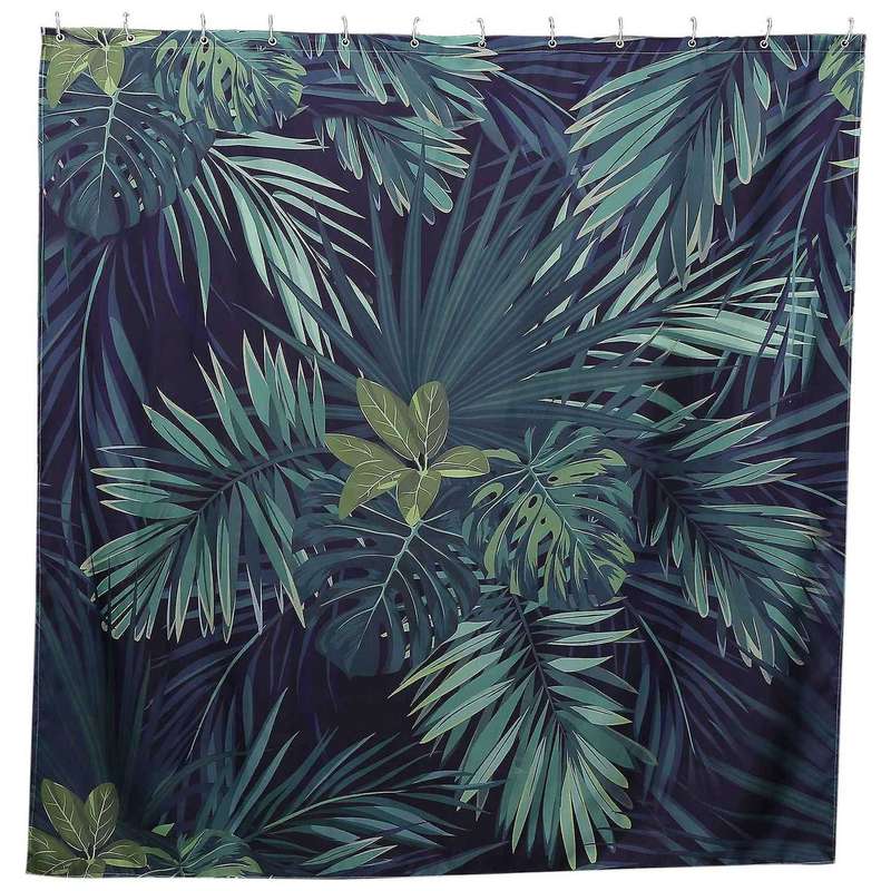 Green Shower Curtain Leaves Printing Pattern Plant Pattern Polyester