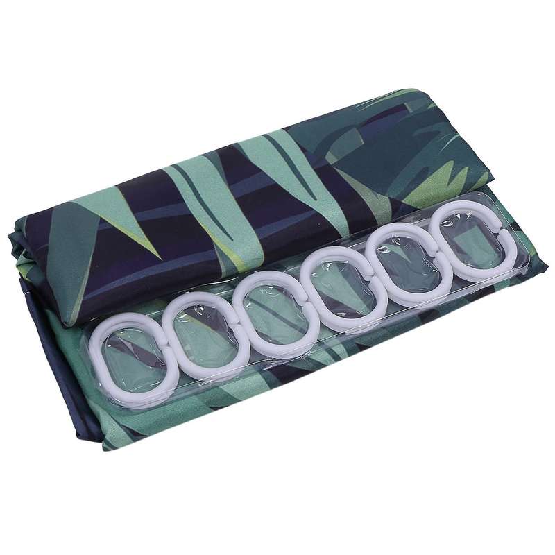 Green Shower Curtain Leaves Printing Pattern Plant Pattern Polyester