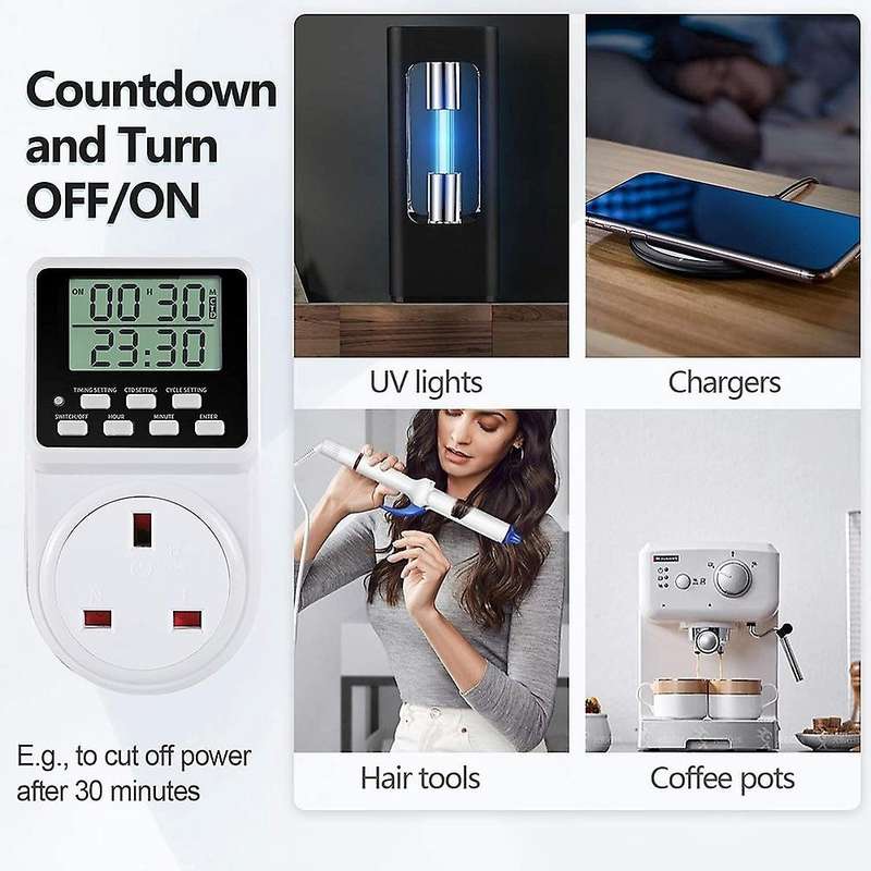 24 Hour Digital Electric Timer Plug Socket with Countdown Uk Plug