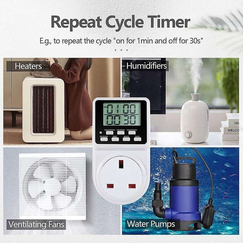 24 Hour Digital Electric Timer Plug Socket with Countdown Uk Plug