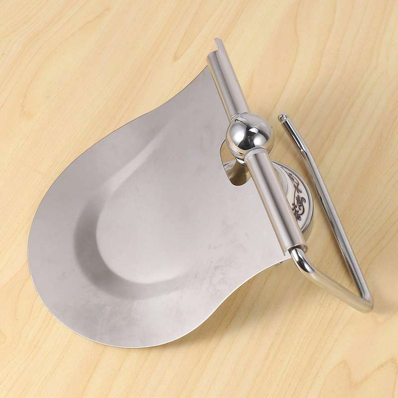 Classic Bathroom Toilet Roll Paper Holder with Baffle (silver)