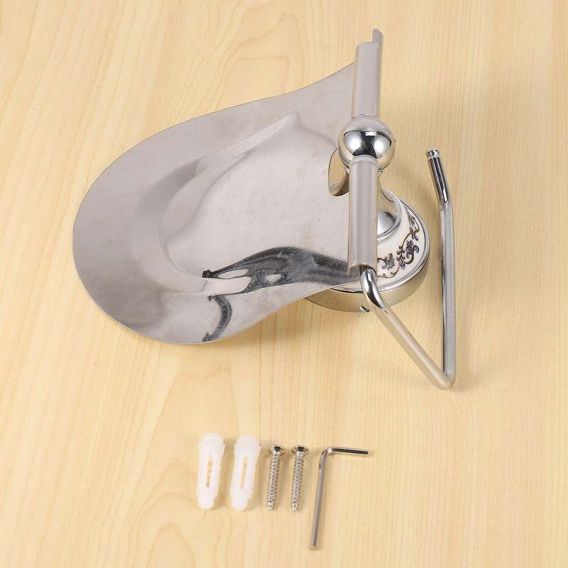 Classic Bathroom Toilet Roll Paper Holder with Baffle (silver)